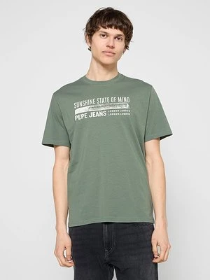T-shirt z nadrukiem Pepe Jeans zielony