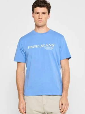 T-shirt z nadrukiem Pepe Jeans niebieski