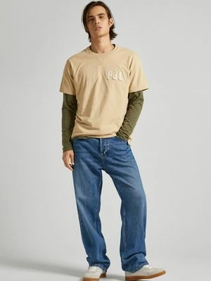 T-shirt z nadrukiem Pepe Jeans khaki