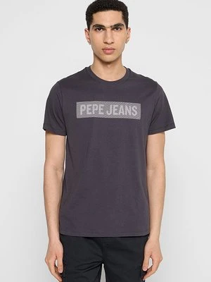 T-shirt z nadrukiem Pepe Jeans brązowy