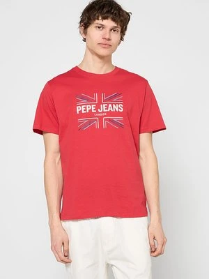 T-shirt z nadrukiem Pepe Jeans czerwony