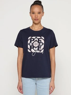 T-shirt z nadrukiem Pepe Jeans niebieski