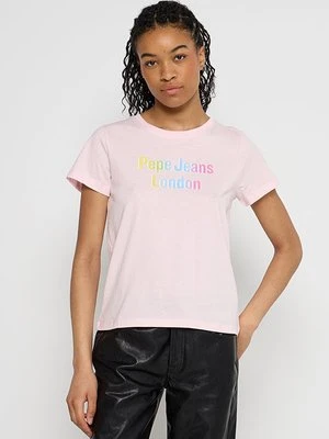 T-shirt z nadrukiem Pepe Jeans jasnoróżowy