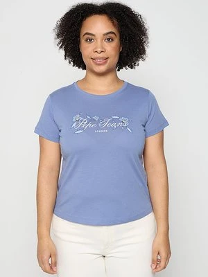 T-shirt z nadrukiem Pepe Jeans niebieski