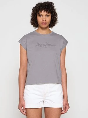 T-shirt z nadrukiem Pepe Jeans szary