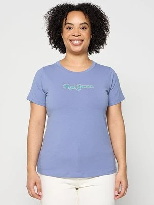 T-shirt z nadrukiem Pepe Jeans niebieski