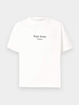 T-shirt z nadrukiem Pepe Jeans mleczny