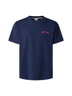 T-shirt z nadrukiem Pepe Jeans granatowy