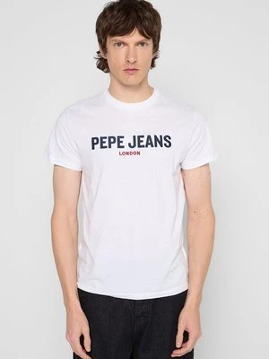 T-shirt z nadrukiem Pepe Jeans biały