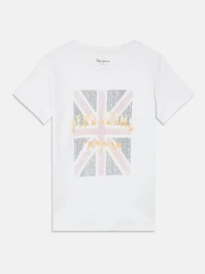 T-shirt z nadrukiem Pepe Jeans biały