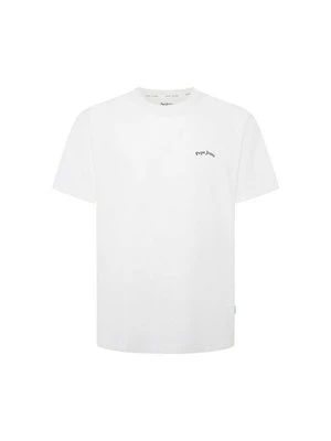 T-shirt z nadrukiem Pepe Jeans mleczny