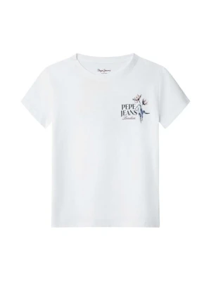 T-shirt z nadrukiem Pepe Jeans biały