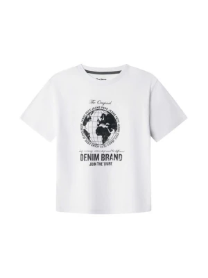 T-shirt z nadrukiem Pepe Jeans biały