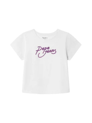 T-shirt z nadrukiem Pepe Jeans biały
