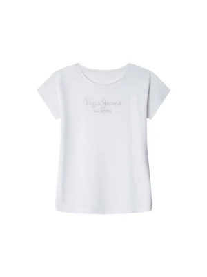 T-shirt z nadrukiem Pepe Jeans biały