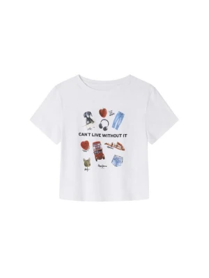 T-shirt z nadrukiem Pepe Jeans biały