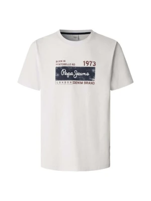 T-shirt z nadrukiem Pepe Jeans biały