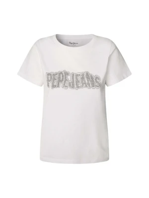 T-shirt z nadrukiem Pepe Jeans biały