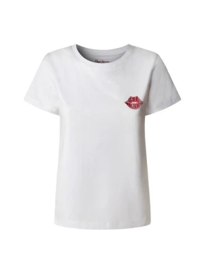 T-shirt z nadrukiem Pepe Jeans biały