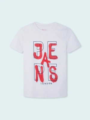 T-shirt z nadrukiem Pepe Jeans biały