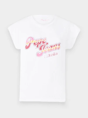 T-shirt z nadrukiem Pepe Jeans biały