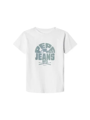 T-shirt z nadrukiem Pepe Jeans biały