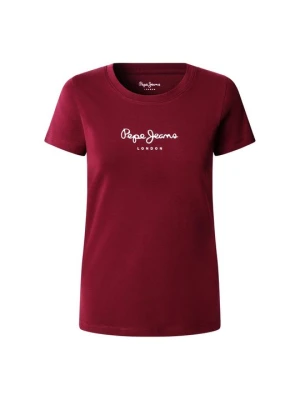 T-shirt z nadrukiem Pepe Jeans bordowy