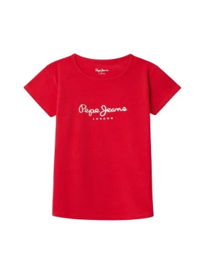 T-shirt z nadrukiem Pepe Jeans czerwony