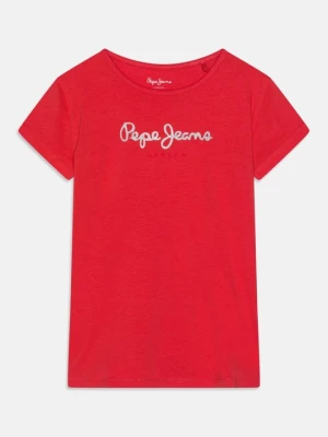 T-shirt z nadrukiem Pepe Jeans czerwony