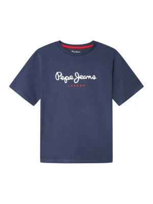 T-shirt z nadrukiem Pepe Jeans granatowy