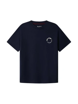 T-shirt z nadrukiem Pepe Jeans granatowy