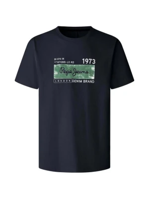 T-shirt z nadrukiem Pepe Jeans granatowy