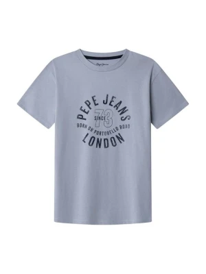 T-shirt z nadrukiem Pepe Jeans jasnoniebieski