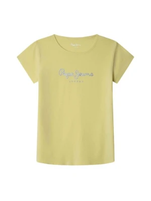 T-shirt z nadrukiem Pepe Jeans jasnożółty