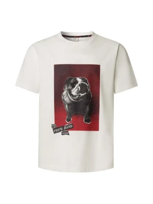 T-shirt z nadrukiem Pepe Jeans mleczny