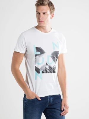 T-shirt z nadrukiem Pepe Jeans mleczny