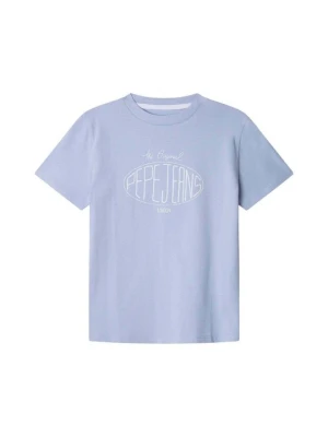 T-shirt z nadrukiem Pepe Jeans niebieski