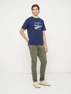 T-shirt z nadrukiem Pepe Jeans niebieski
