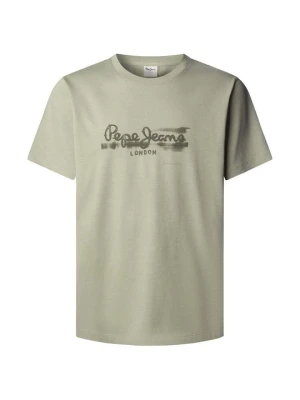 T-shirt z nadrukiem Pepe Jeans oliwkowy