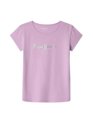 T-shirt z nadrukiem Pepe Jeans różowy