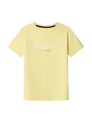 T-shirt z nadrukiem Pepe Jeans żółty