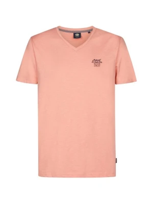 T-shirt z nadrukiem Petrol Industries koralowy