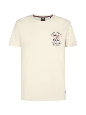 T-shirt z nadrukiem Petrol Industries mleczny