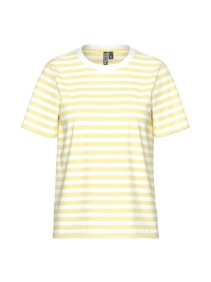 T-shirt z nadrukiem Pieces jasnożółty