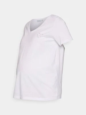 T-shirt z nadrukiem Pieces biały