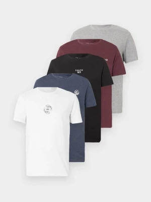 T-shirt z nadrukiem Pier One bordowy melanż