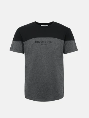T-shirt z nadrukiem Pier One By Zalando ciemnoszary melanż