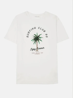 T-shirt z nadrukiem Pier One mleczny
