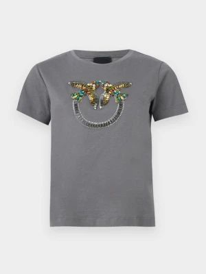 T-shirt z nadrukiem Pinko ciemnoszary