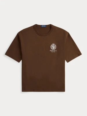 T-shirt z nadrukiem Polo Ralph Lauren brązowy